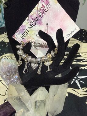 💐 BRIGHTON ‘Girl’s Just Wana Have Fun’! Two-Tone Silver&Gold Charm Bracelet! VTG